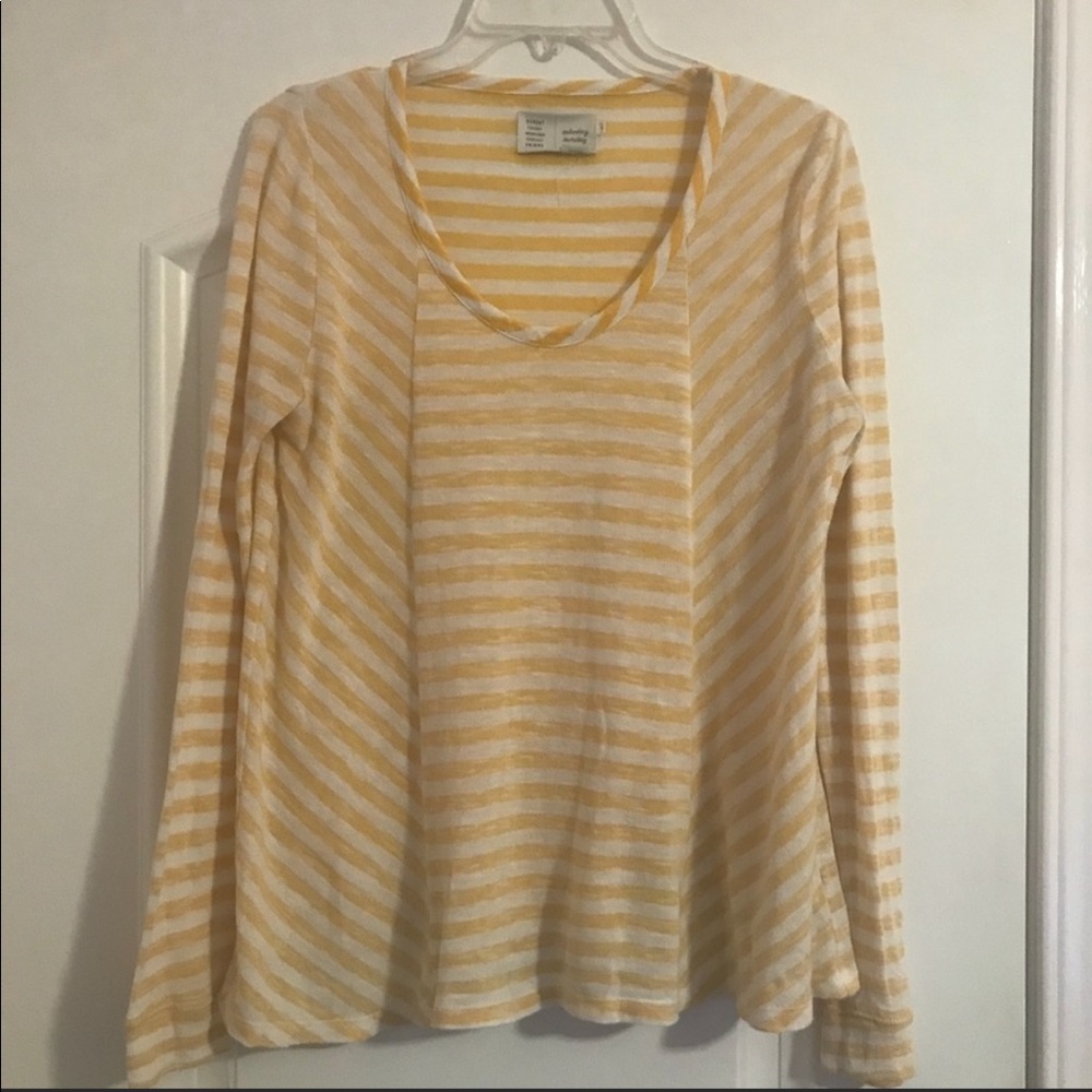 ANTHROPOLOGIE SATURDAY SUNDAY YELLOW STRIPE TOP M